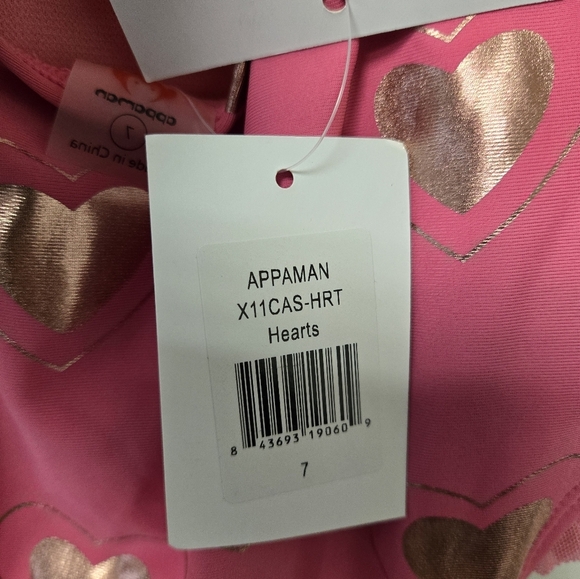 Appaman Calla One Piece Swimsuit Pink Rose Gold Hearts 7 - Picture 7 of 9